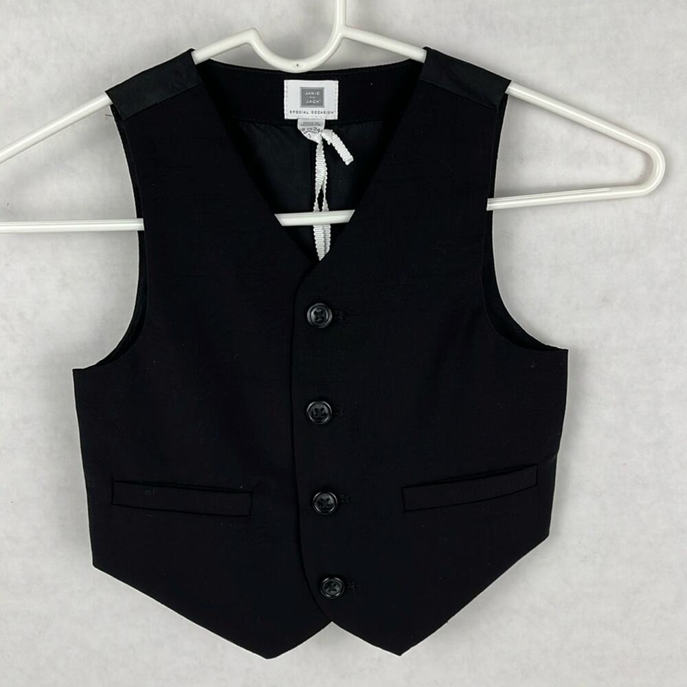 Janie and Jack Vest Baby 18-24M Special Occasion Button Up Black Wool Formal